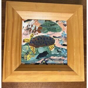 Original Framed Sea Turtle Painting (Abstract Marine Life Art)